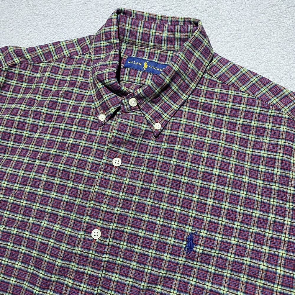 Ralph Lauren Shirt Mens Large Plaid Long Sleeve Oxford Button Down Colorful